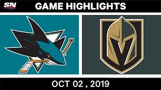 NHL Highlights | Sharks vs. Golden Knights - Oct. 02, 2019