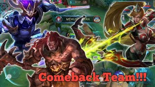 MUSUH BERMAIN AGRESIF DIAWAL AKHIRNYA KECUNDANG JUGA DENGAN COMEBACK TEAM#mobilelegends #mlbb