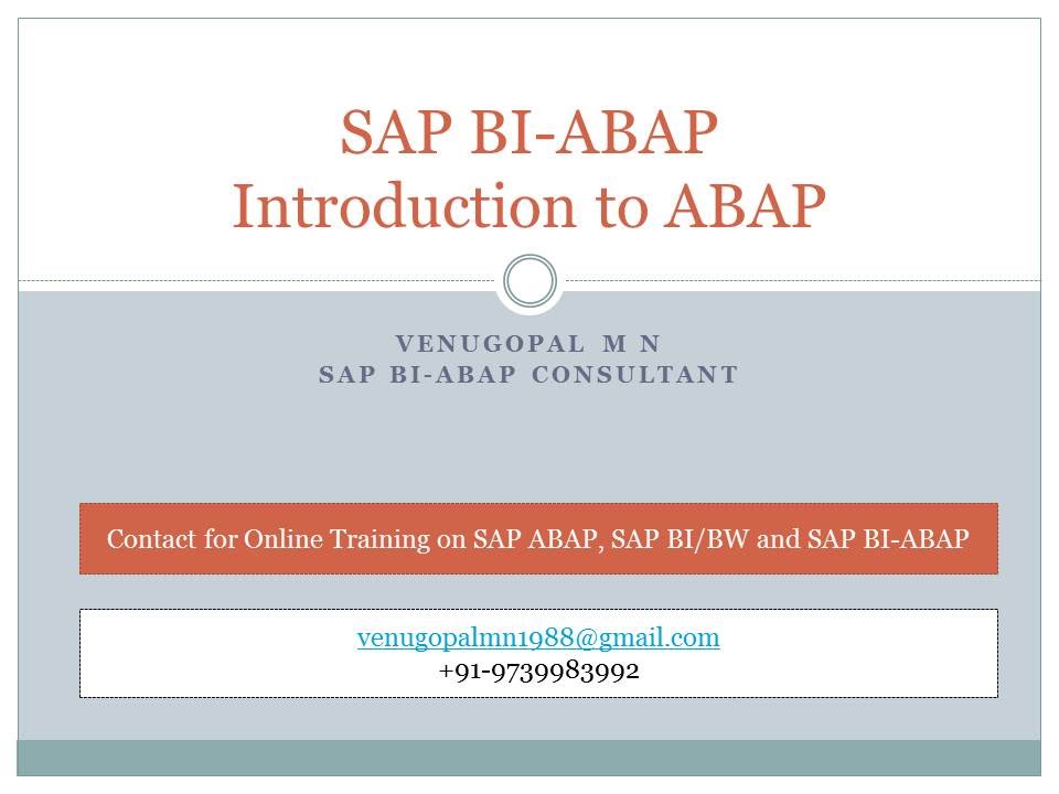 SAP BI-ABAP: Introduction To ABAP For BI/BW Consultant - YouTube