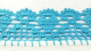 bico/barrado de crochê fácil para pano de prato #crochê #bicodecrocheparapanodeprato #passoapasso