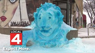 ‘Gritty the Snow Lion’ sculpture pays tribute to Detroit Lions in Roseville