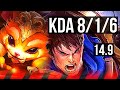 GNAR vs GAREN (TOP) | 8/1/6, Legendary | EUW Master | 14.9