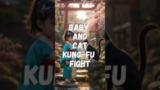 Kung Fu Baby Fighting Cat like Jackie Chan #shorts #baby #ai #funnybaby #cute #cutebaby