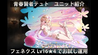 【千年戦争アイギス】青春賢者テュト性能紹介　魔神フェネクスLv16☆4 で使ってみた