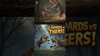 Three leopards and tigers in a fierce fight #junglefacts #animals #shorts #facts