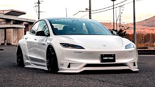 2025 Tesla 3 - Liberty Walk Kit vs Stock Car | Assetto Corsa | Tesla 3 Wide Body Kit