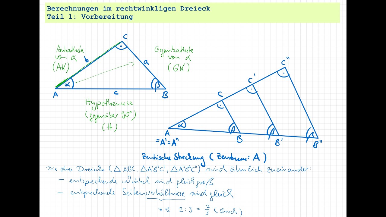 Berechnungen Im Rechtwinkligen Dreieck Teil 1: Vorbereitung - YouTube