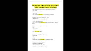 Ramp Test Latest 2024 Questions All 70 Questions With Complete Solutions