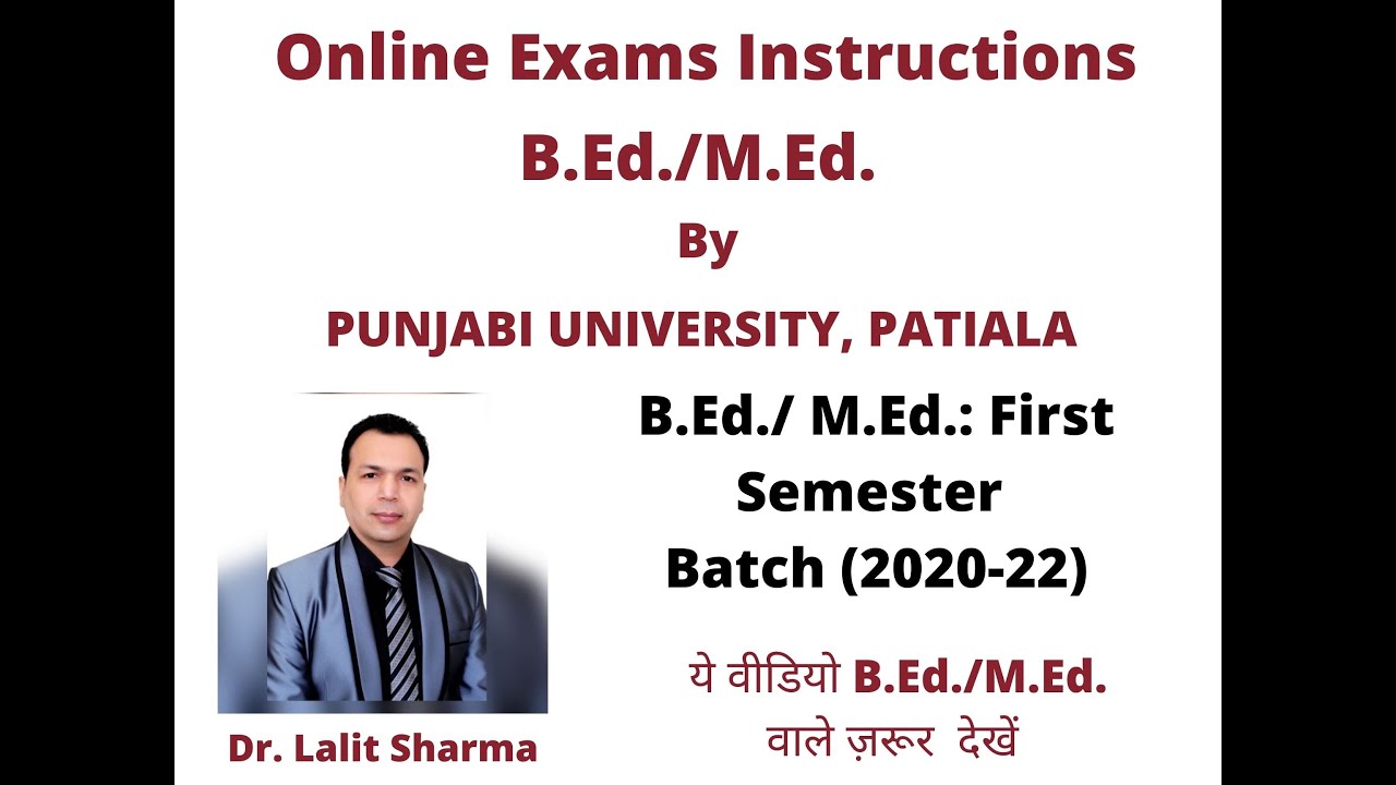 Online B.Ed./M.Ed. Instructions : 28.03.2021 - YouTube