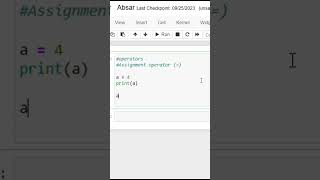 Assignment Operator in Python #viral #shortsvideo #python