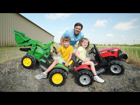 Hudson S Green Tractor Vs Holly S Red Tractor Tractors For Kids Youtube
