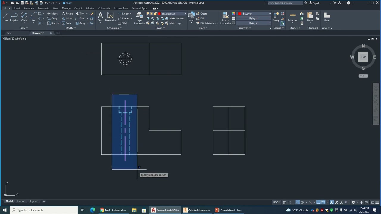 Creating And Dimensioning A Counterbored Hole In AutoCAD - YouTube