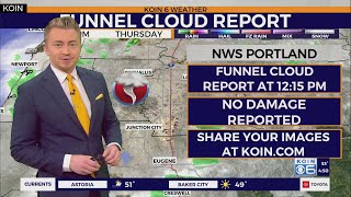 Funnel cloud report as Portland see rain