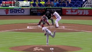 PHI@MIA: Velasquez fans stanton in the bottom 1st