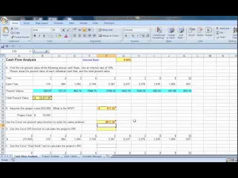 Excel Cash Flow Analysis with IRR and Goal Seek Excel Cash Flow Analysis with IRR and Goal Seek
