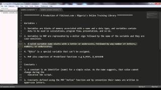 PHP Variables Constants