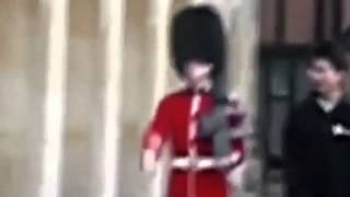 Dramatic moment Queen's Guard pulls rifle on tourist