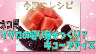 ⑦　猫ちゃん用マグロの切り身そっくり？キューブアイスの作り方(＃19 で登場)