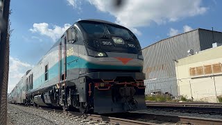 Metrolink Trains passing Vineland Swapmeet- SCAX 905 (Patrick J. Morris) plaque, F59PHR 861 and more