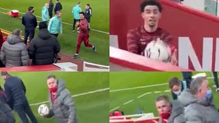 Curtis Jones gave a 6 year old LFC fan a ball and seconds later Iiverpool staff took it away 🙄🔴