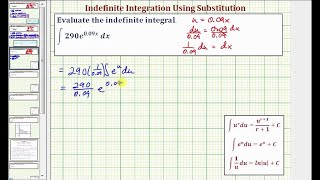 Ej: evaluar una integral indefinida usando la sustitución (forma ae ^ u con decimales)