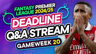 FPL GW20 LIVE DEADLINE STREAM 🚨 Final GW20 Team Selection! 🔒 | Fantasy Premier League 2024/25