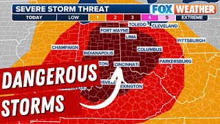 Dangerous Storms With Tornado Threat Now Shifts To Ohio Valley On Tuesday