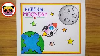 Chandra Dinam Poster Drawing / National Moon Day Drawing / Chandra Dinam Drawing /lunar Day Drawing