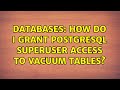 Databases: How do I grant PostgreSQL superuser access to vacuum tables? (2 Solutions!!)