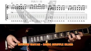 Blues Shuffle Rhythm (for beginners) GUITAR LESSON with TAB