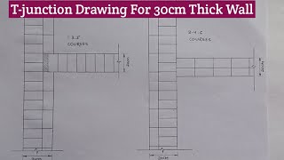 T-junction For 30cm Thick Wall||Building Drawing|| Polytechnic Third Semester||Civil Engineering