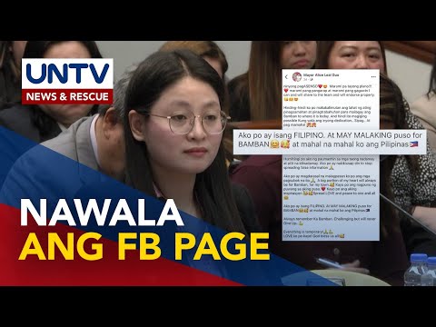 Official Facebook page ni suspended Bamban Mayor Alice Guo, nawala na