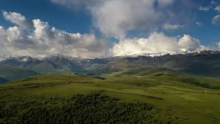 Elbrus Region Aerial View Of Highland Plateau Stunning Nature 4K