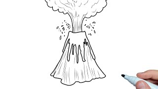 How to draw a Volcano easy step by step