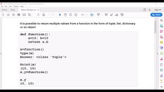 Python Functions- Return Multiple values as Tuple List Dictionary..