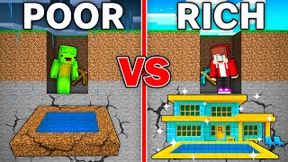 Mikey POOR vs JJ RICH Swimming Pool Mine Battle in Minecraft (Maizen)
