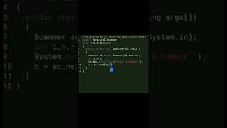 Java program to print Multiplication table