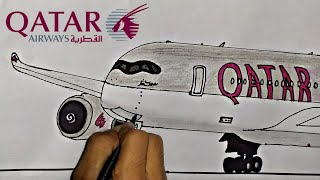 How to Draw Airplane✈️|🇶🇦Qatar Airways|Airbus-A350|#youtube#video#airplane#yt #viral#qatar
