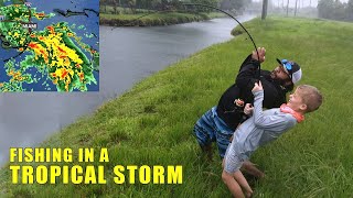 Bass Fishing in TROPICAL STORM Gordon | Monster Mike