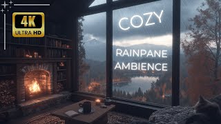 4K Rainy Day By The Fire Ambience ⛰︎ Warm And Cozy With Relaxing Music 🪵