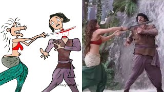 Bahubali | Fighting Makeup Scene Action  Funny Drawing Memes Prabhas Devsena #bahubali #crazyfunarts