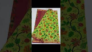 2399₹ Mangalagiri pure handloom pattu small jari border printed saree with blouse