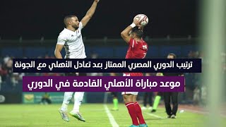 ترتيب الدوري المصري الممتاز بعد تعادل الاهلي مع الجونة وموعد مباراة الاهلى القادمة في الدوري