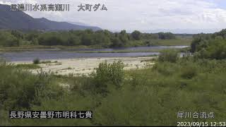 高瀬川 信濃川水系 長野県安曇野市 犀川・高瀬川・穂高川・万水川合流点 ライブカメラ (2023/09/15) 定点観測 Shinano Rive, Takase River Live Camera