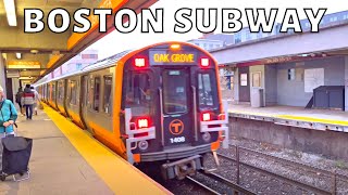 Riding the Boston Subway (The T) from State Street to Malden Center in November 2022