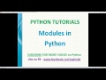python tutorials | Modules in Python | python modules examples | import modules