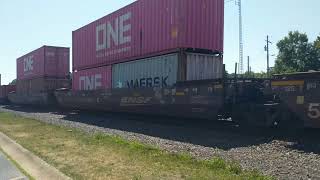 Fast CSX Westbound intermodal freight train skyrocketing