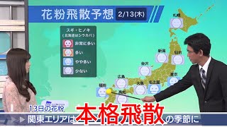 13日は気温上昇 関東は花粉本格飛散の季節に