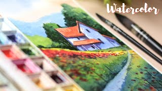 Let's Paint a Beautiful house with garden: A Watercolor Painting Idea for Beginners