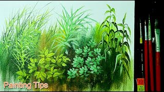 Acrylic Painting Lesson - How to Paint Grasses and Other Plants by JMLisondra